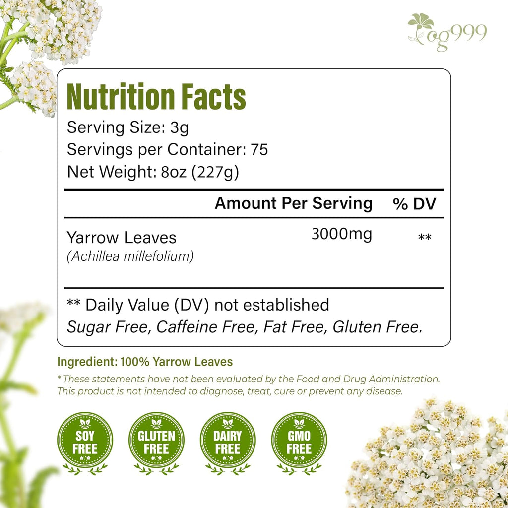 Premium Yarrow Tea Leaves | Naturally Aromatic, Freshly Packed Loose Leaf Yarrow