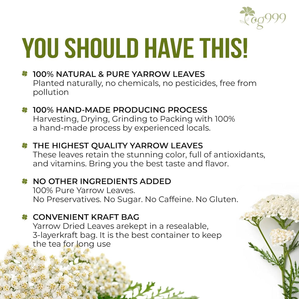 Premium Yarrow Tea Leaves | Naturally Aromatic, Freshly Packed Loose Leaf Yarrow