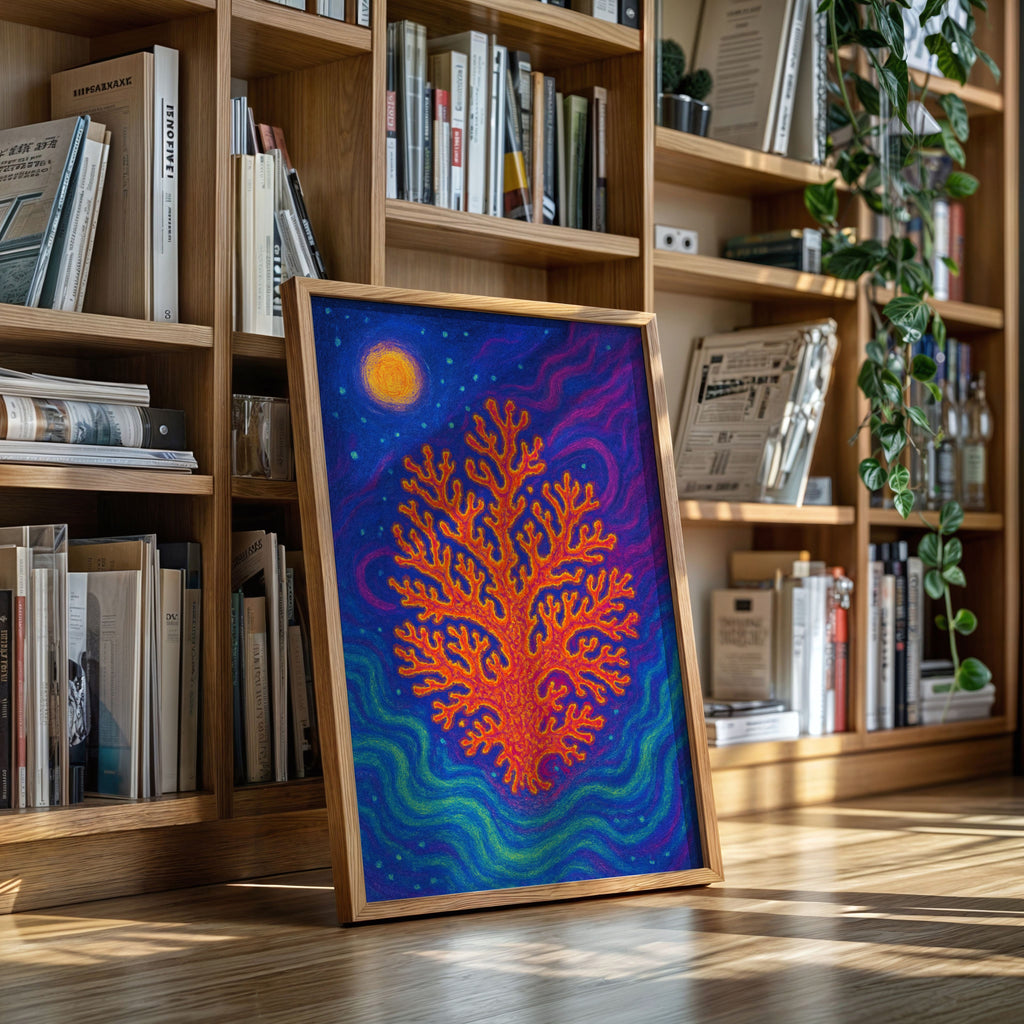 Cosmic Coral Under Moonlight