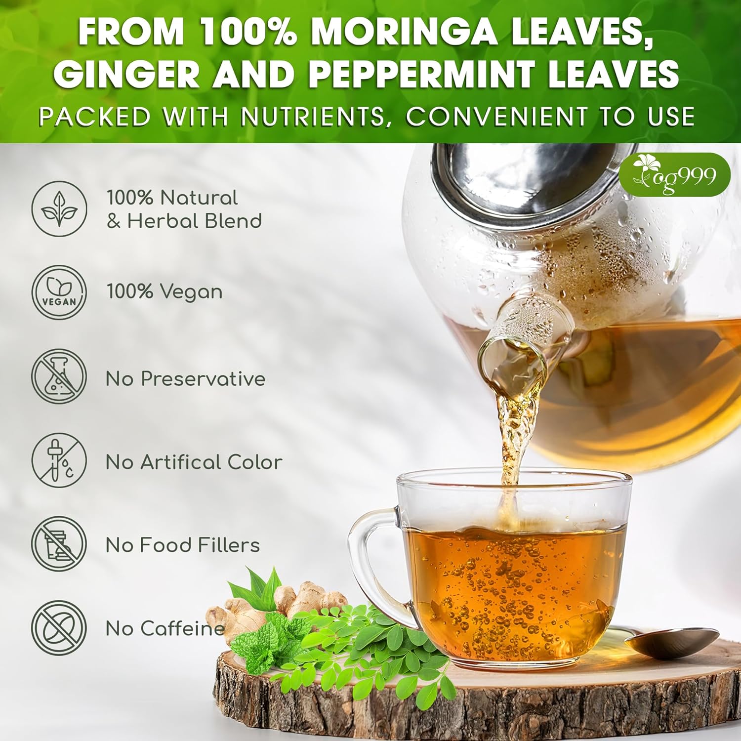 Premium Moringa Ginger Peppermint Herbal Tea