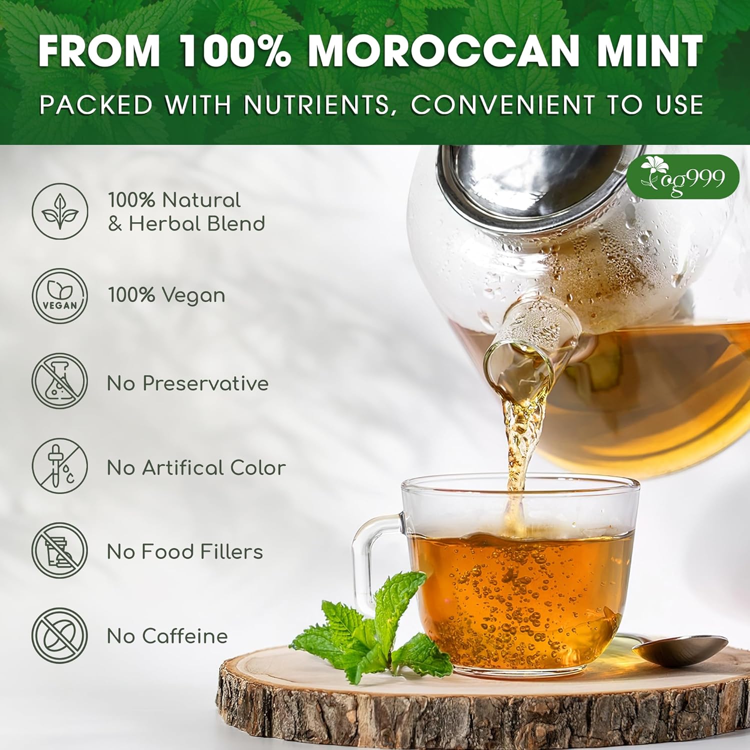 Premium Moroccan Mint Green Tea | Traditional Green Tea with Spearmint –  Premium Quality Herbal Blend.