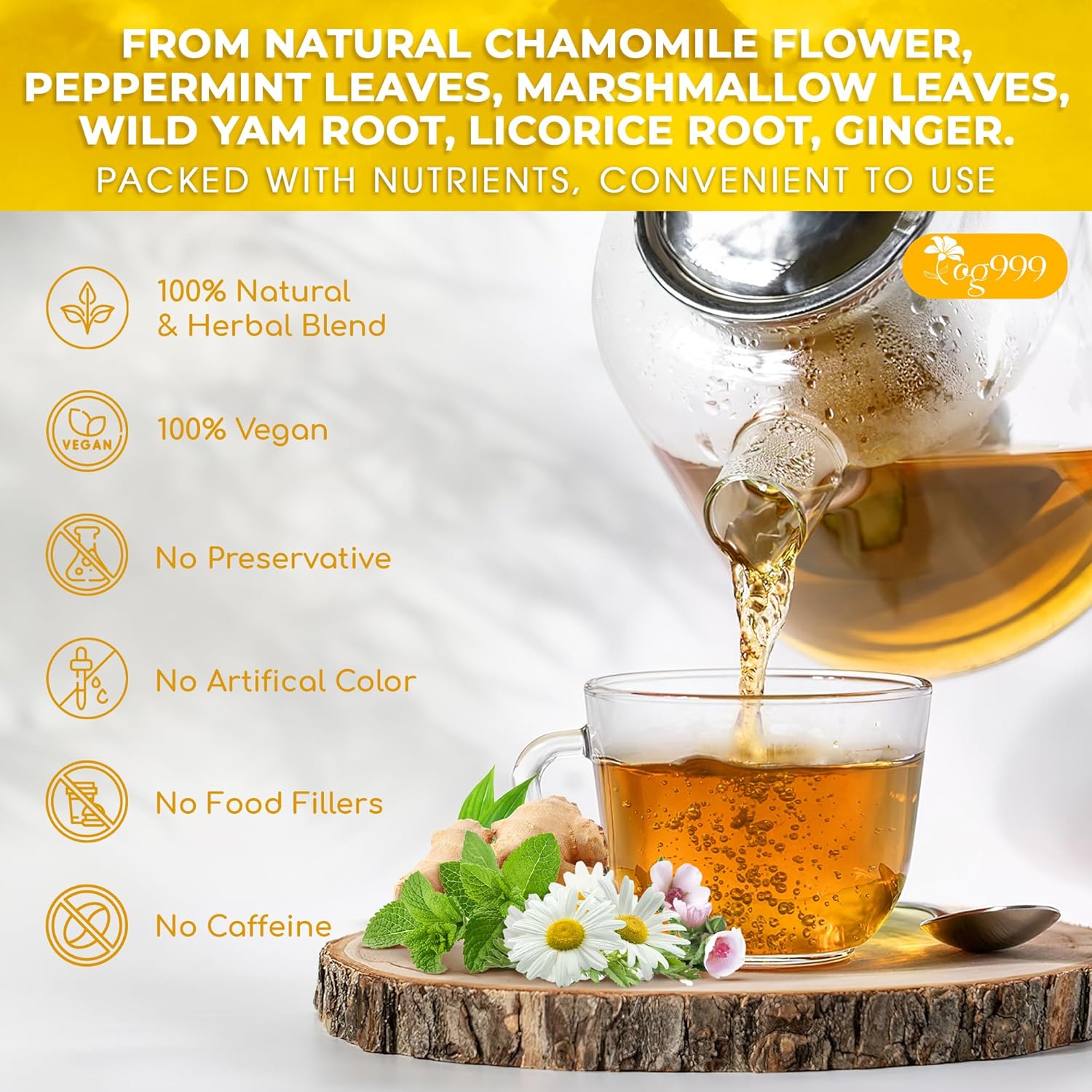 Premium Diverticulitis Tea Bags | 100% Natural Chamomile, Peppermint, Marshmallow Leaf, Wild Yam Root, Licorice & Ginger Herbal Blend
