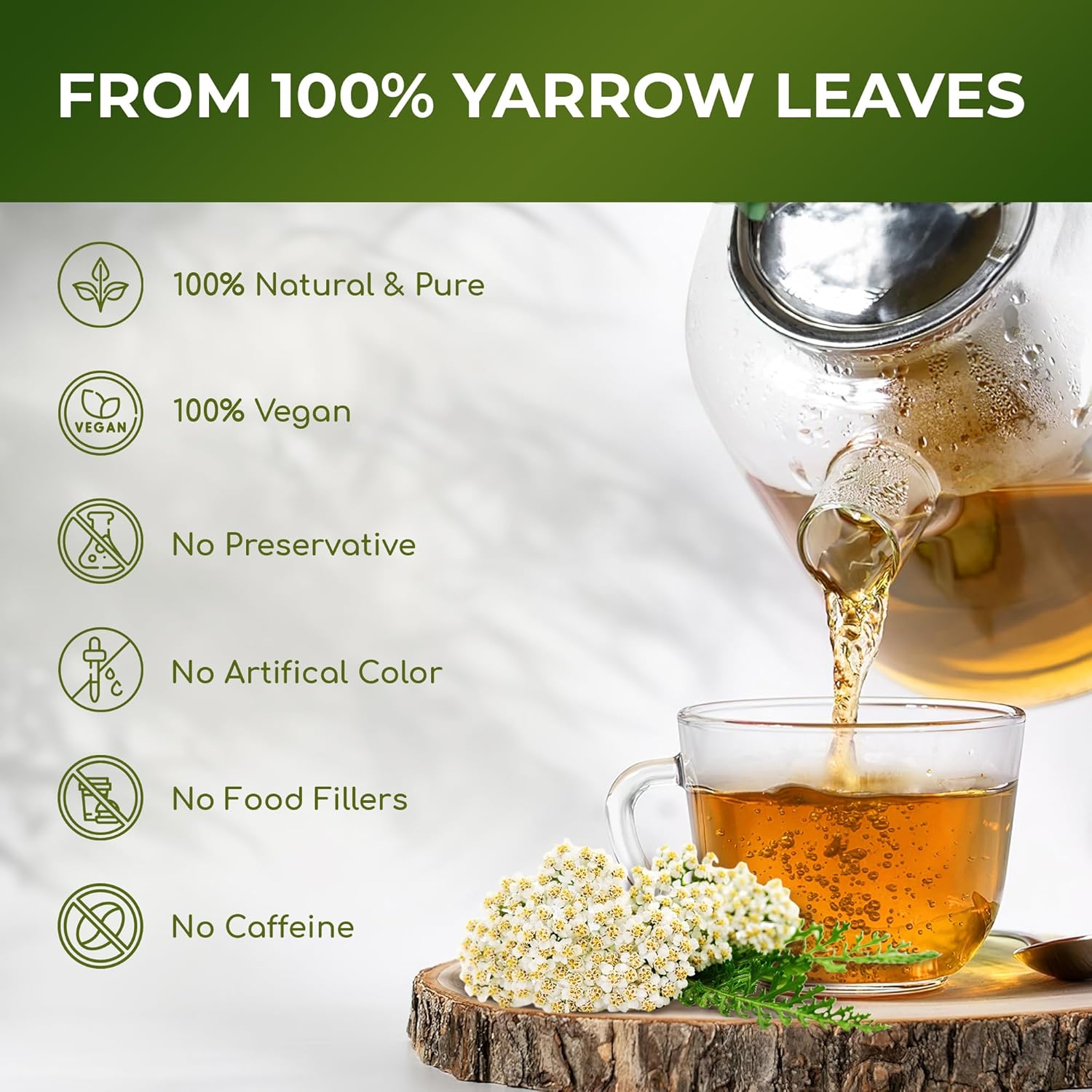 Premium Yarrow Tea Leaves | Naturally Aromatic, Freshly Packed Loose Leaf Yarrow