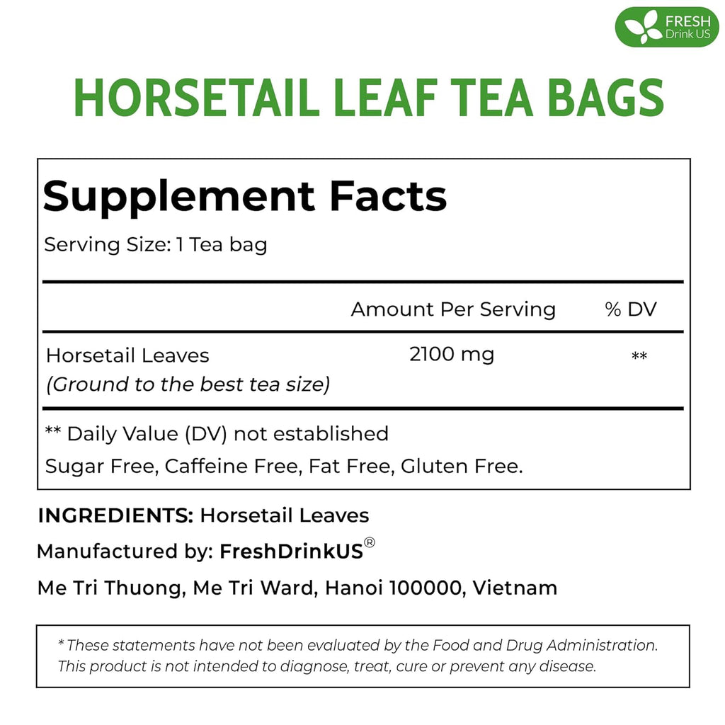 Premium Horsetail Leaf Tea Bags – Herbal Tea for Daily Wellness, Beauty Routine & Caffeine-Free Refreshment