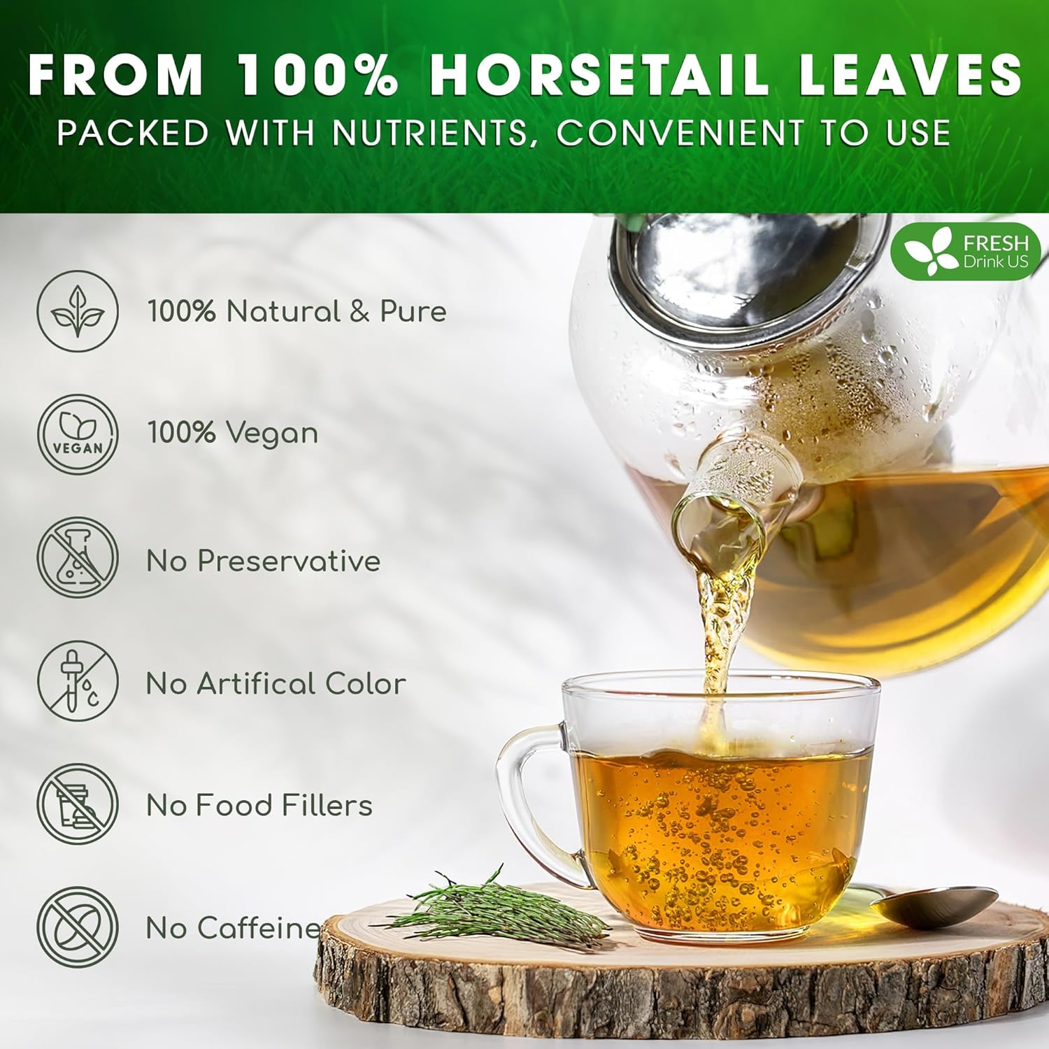 Premium Horsetail Leaf Tea Bags – Herbal Tea for Daily Wellness, Beauty Routine & Caffeine-Free Refreshment
