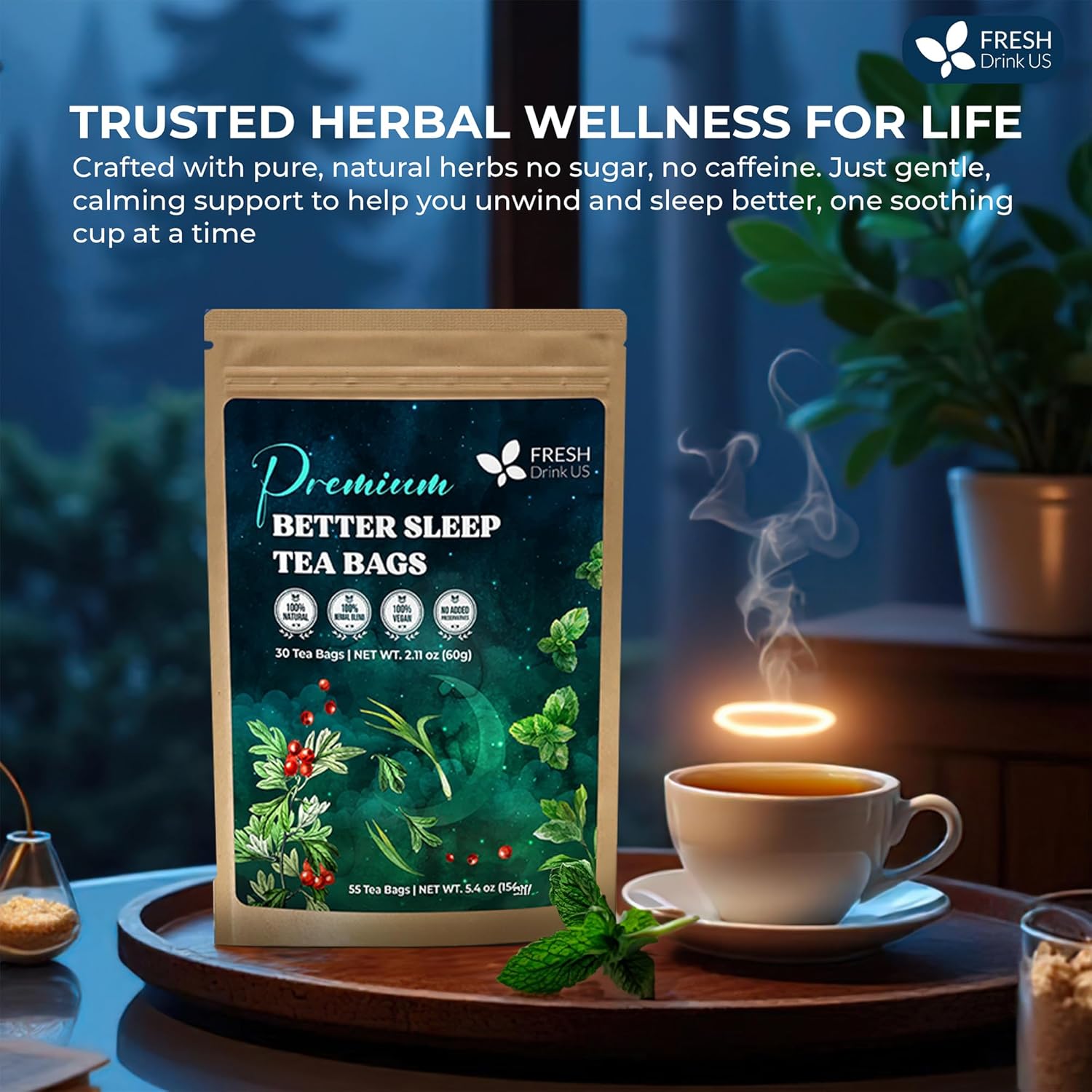Premium Better Sleep Herbal Tea | Special Herbal Sleep Tea, Caffeine-Free Loose Leaf Blend with Spearmint Leaves, Lemongrass Leaves, and Hawthorn Berry – Naturally Refreshing and Aromatic.