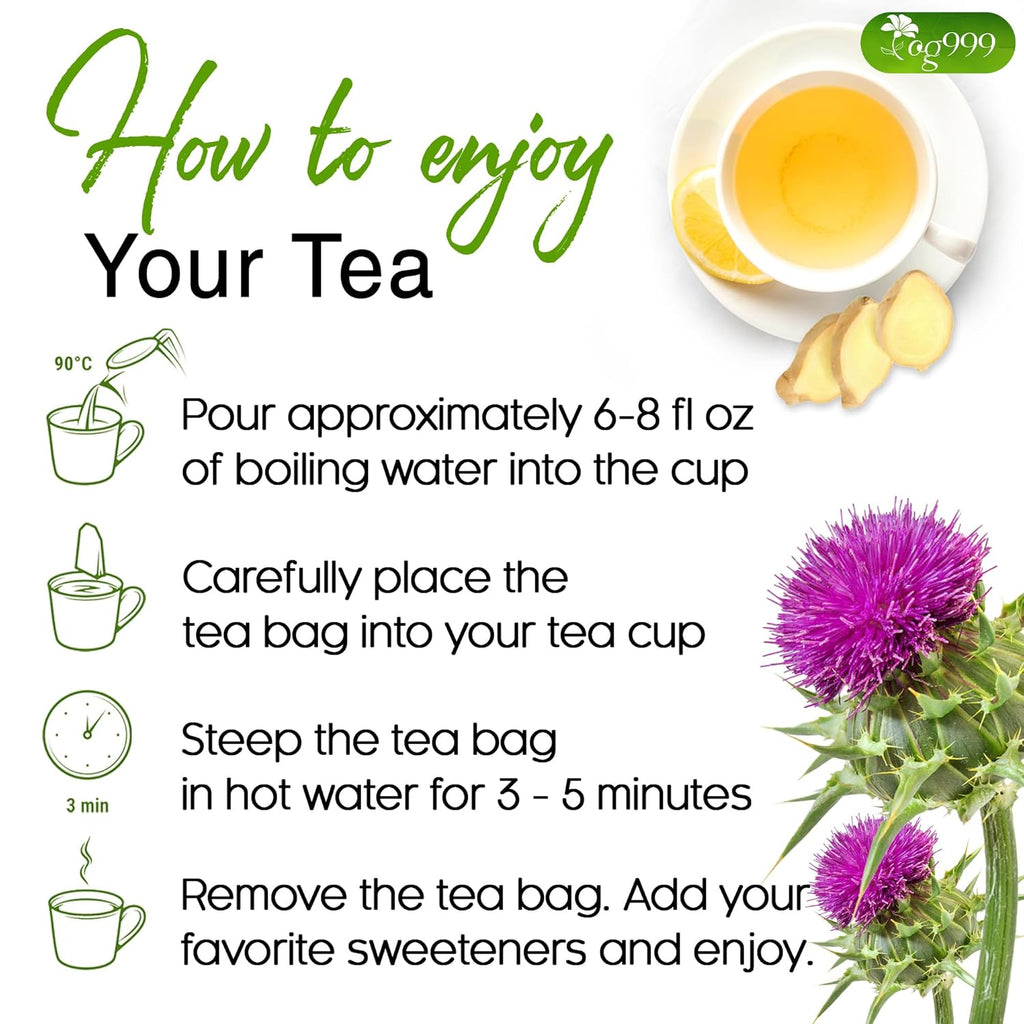 Premium Stomach & Liver Herbal Tea | Milk Thistle Seed, Ginger, Fennel, Peppermint & Licorice