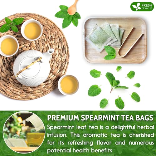 Cooling Heart & Mood Soother Duo – Hibiscus Flower & Spearmint Leaf Tea Bags for Refreshing Calm, Daily Balance & Relaxation