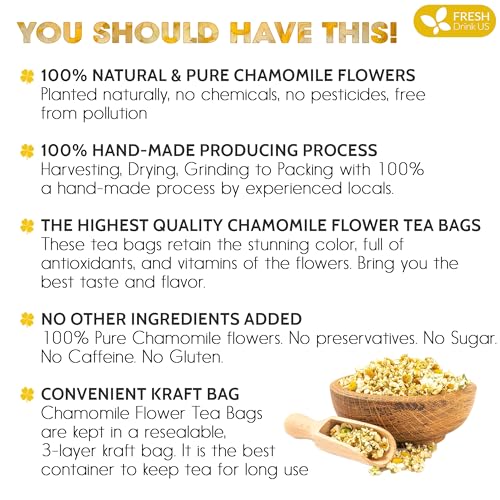 Smooth Sleep & Digest Duo – Chamomile Flower & Fennel Seed Tea Bags for Evening Calm, Digestive Comfort & Bedtime Routine