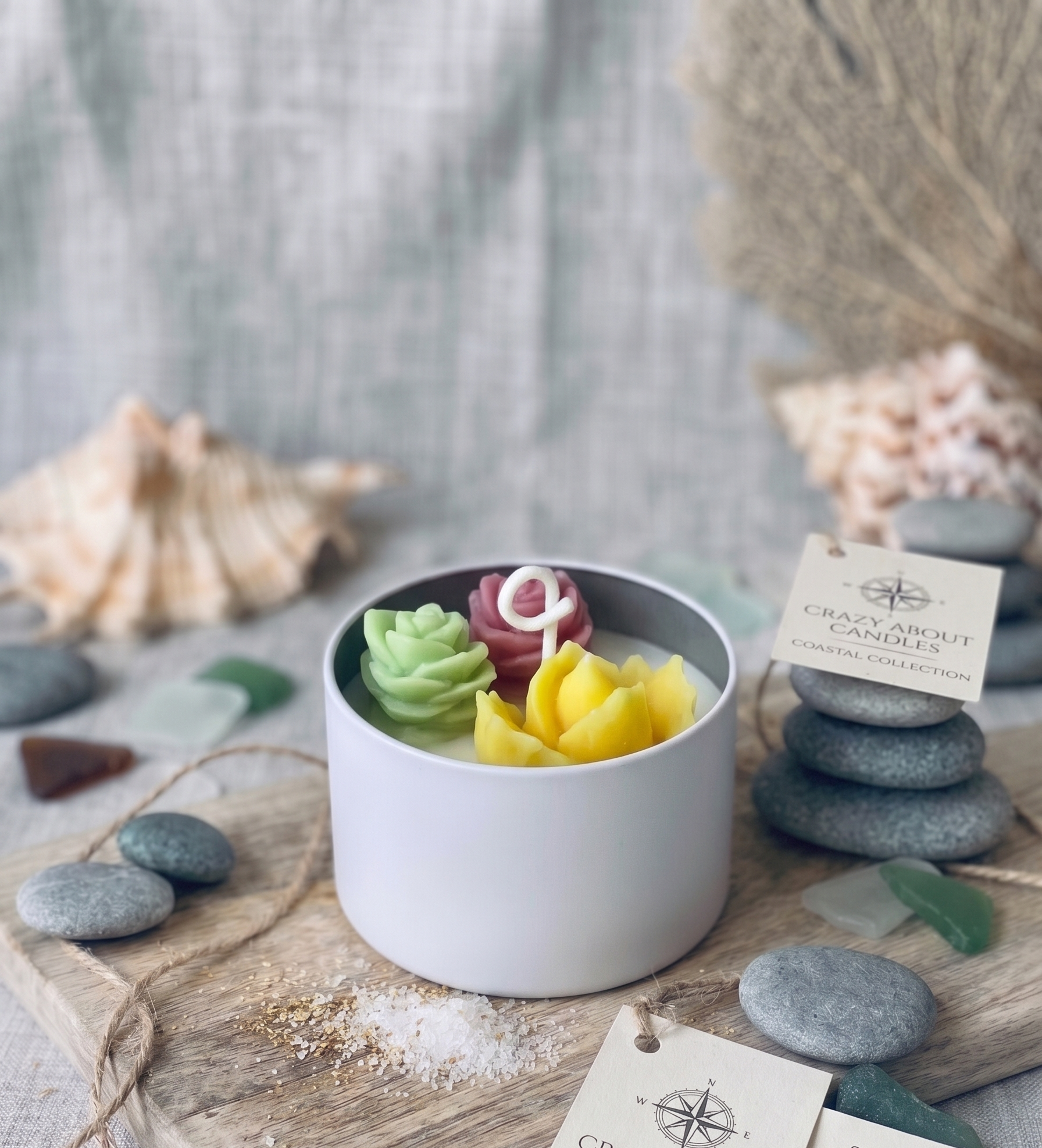 Tricolor Rosette Cactus Candle
