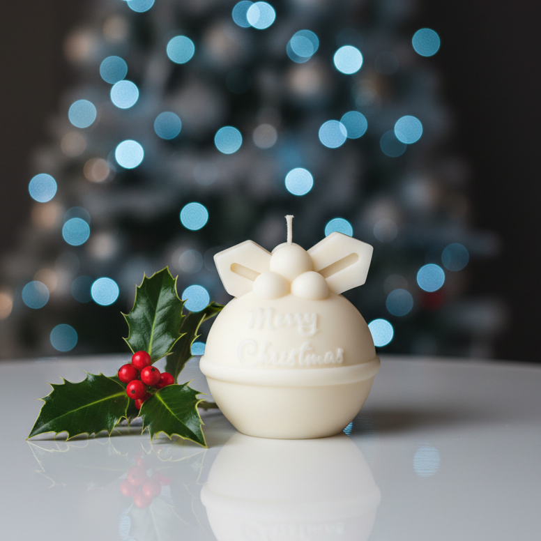 Round Bell Christmas Candle - Festive Holiday Decor for Your Home
