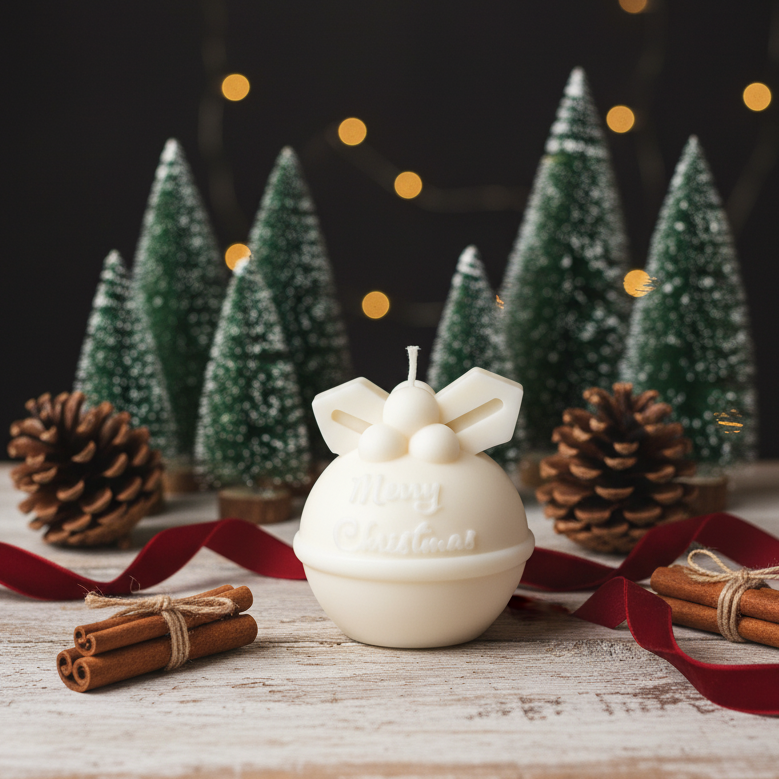 Round Bell Christmas Candle - Festive Holiday Decor for Your Home