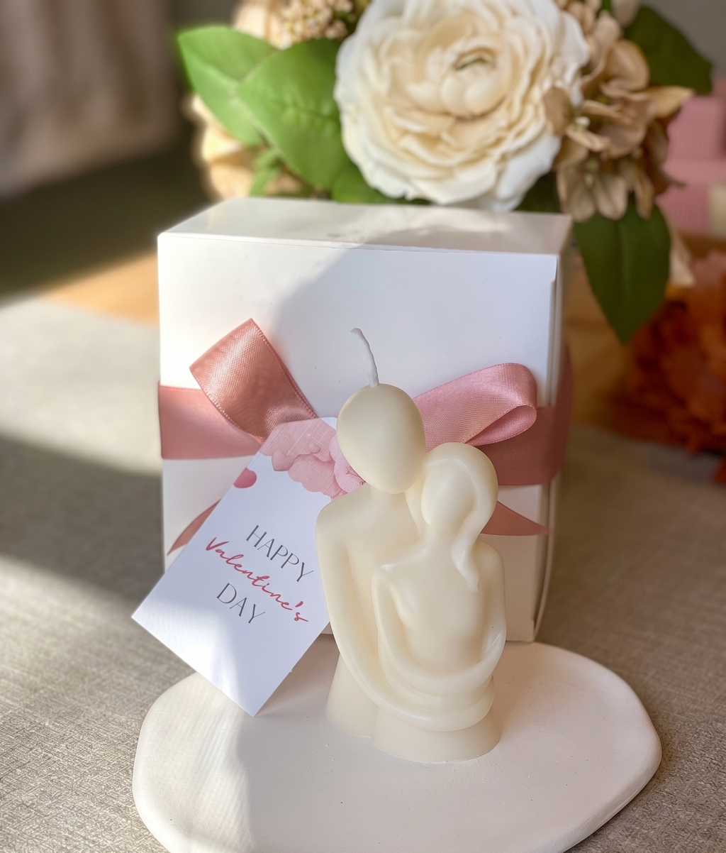 Cuddling Couple Candle — Romantic Sculptural Soy Wax, Handmade in USA