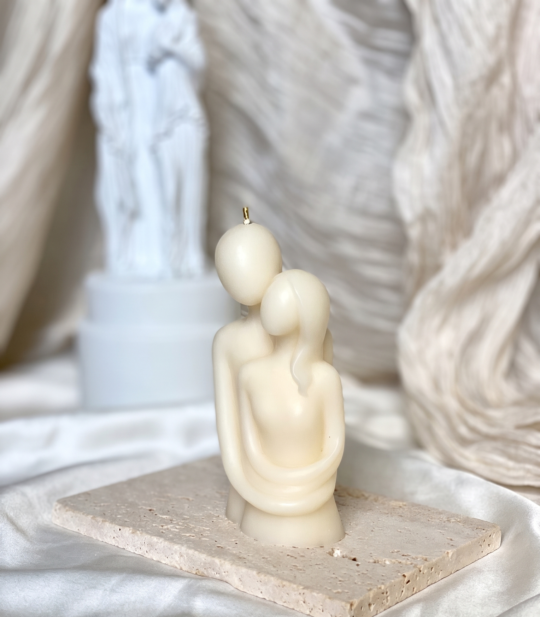 Cuddling Couple Candle — Romantic Sculptural Soy Wax, Handmade in USA