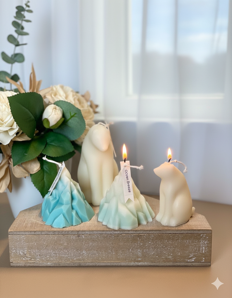 Iceberg Sculpture Candle – Hand-Poured Soy Wax | Blue Ice & Clear Ice