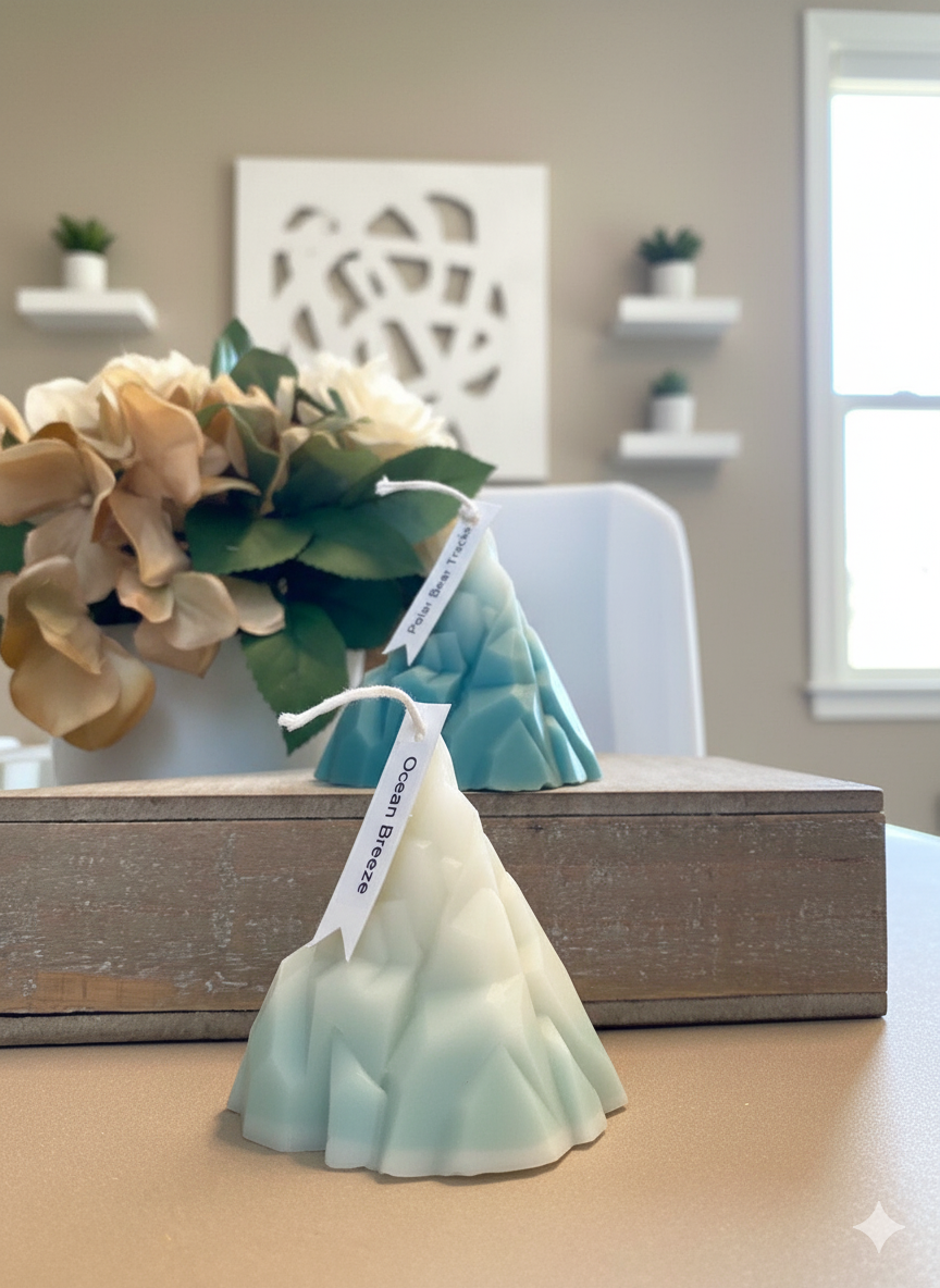 Iceberg Sculpture Candle – Hand-Poured Soy Wax | Blue Ice & Clear Ice