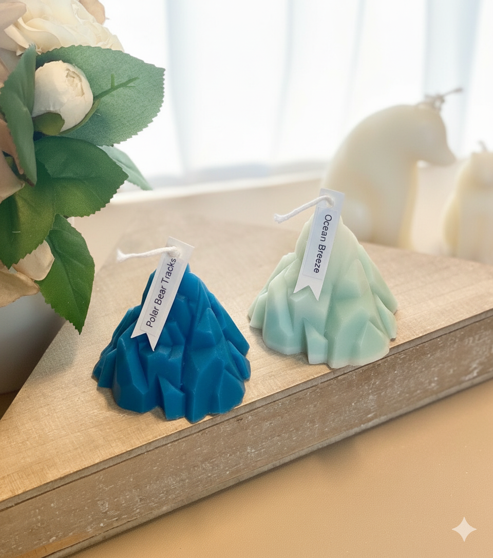 Iceberg Sculpture Candle – Hand-Poured Soy Wax | Blue Ice & Clear Ice
