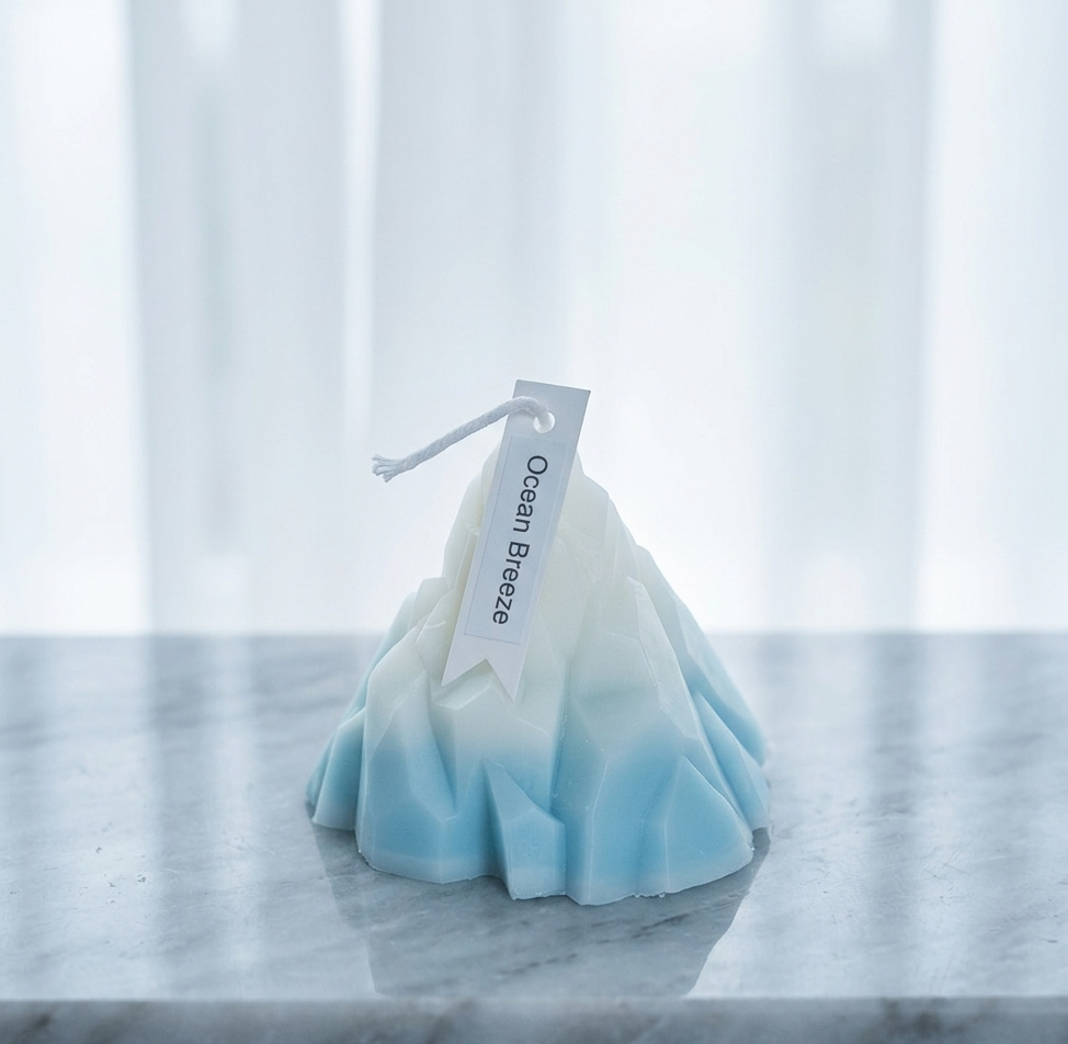 Iceberg Sculpture Candle – Hand-Poured Soy Wax | Blue Ice & Clear Ice