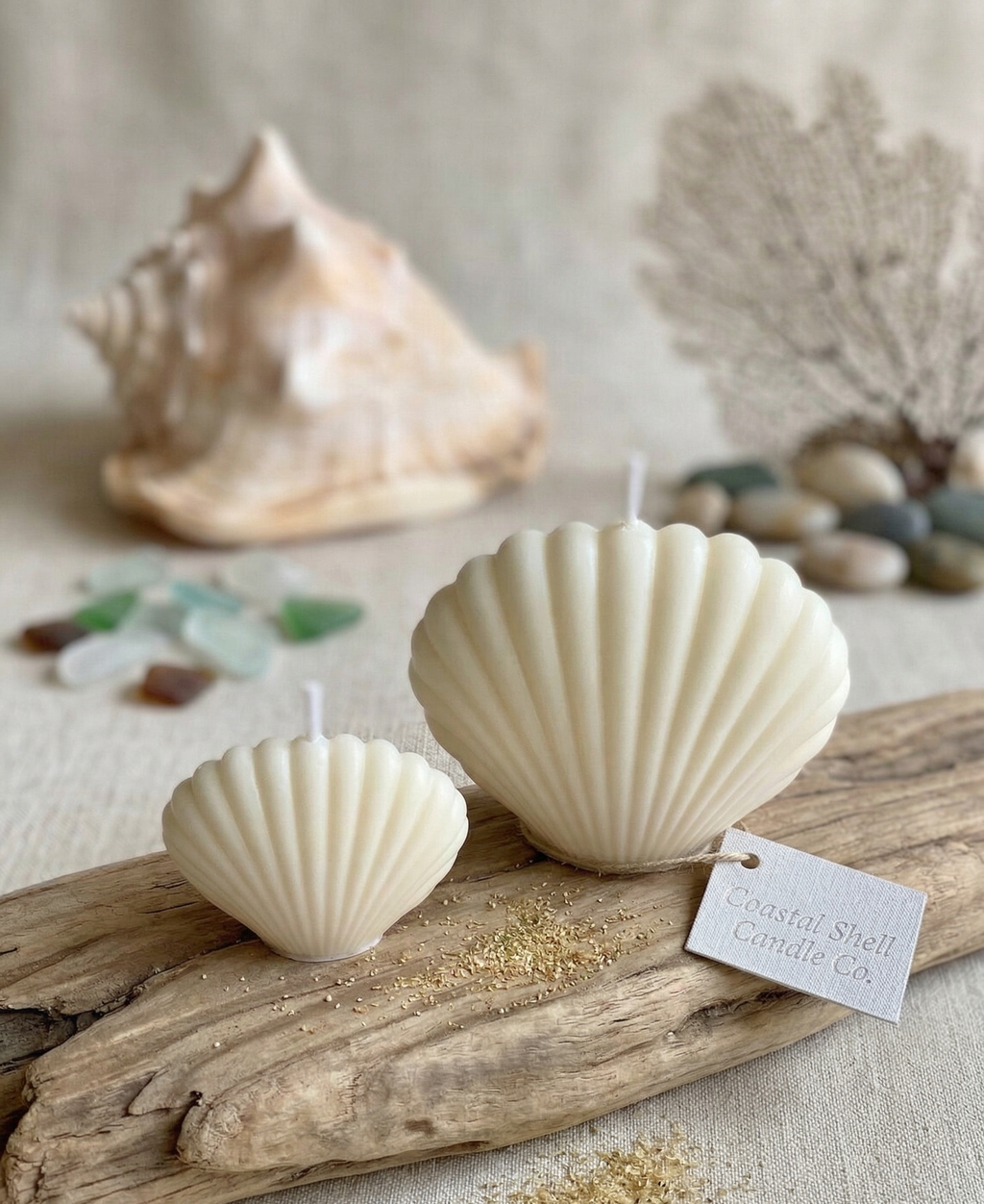 Shell Candle | Handmade Coastal Decor