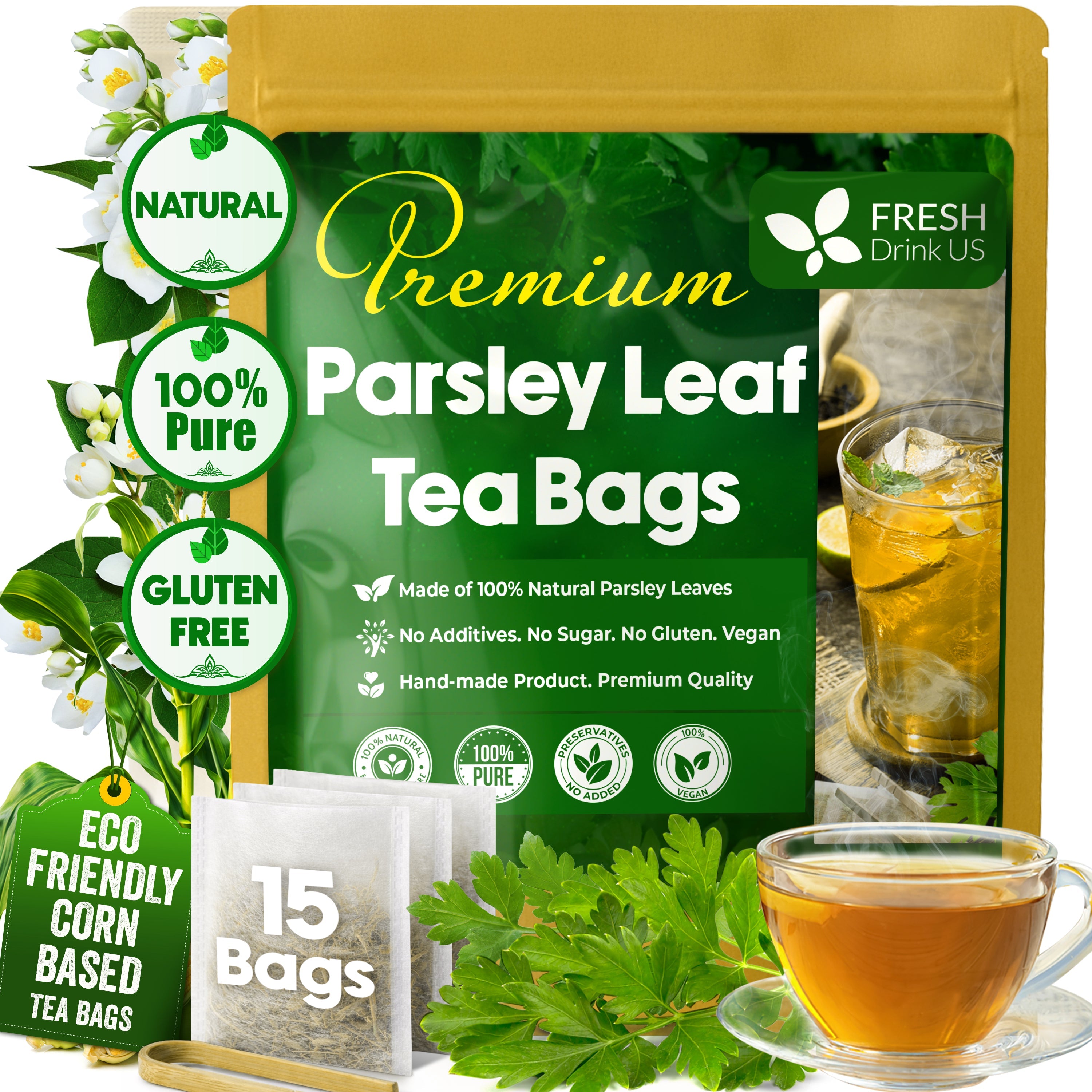 Premium Parsley Leaf Tea Bags, 100% Natural & Pure from Parsley Leaves.