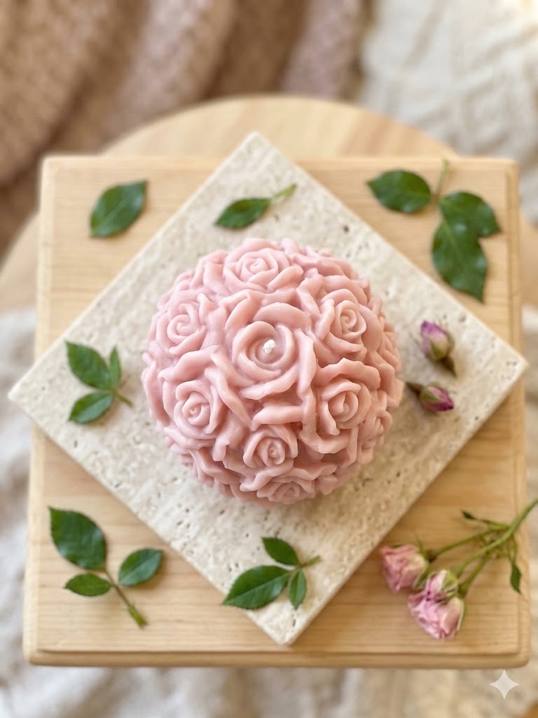 Rose Blossom Sculpture Candle