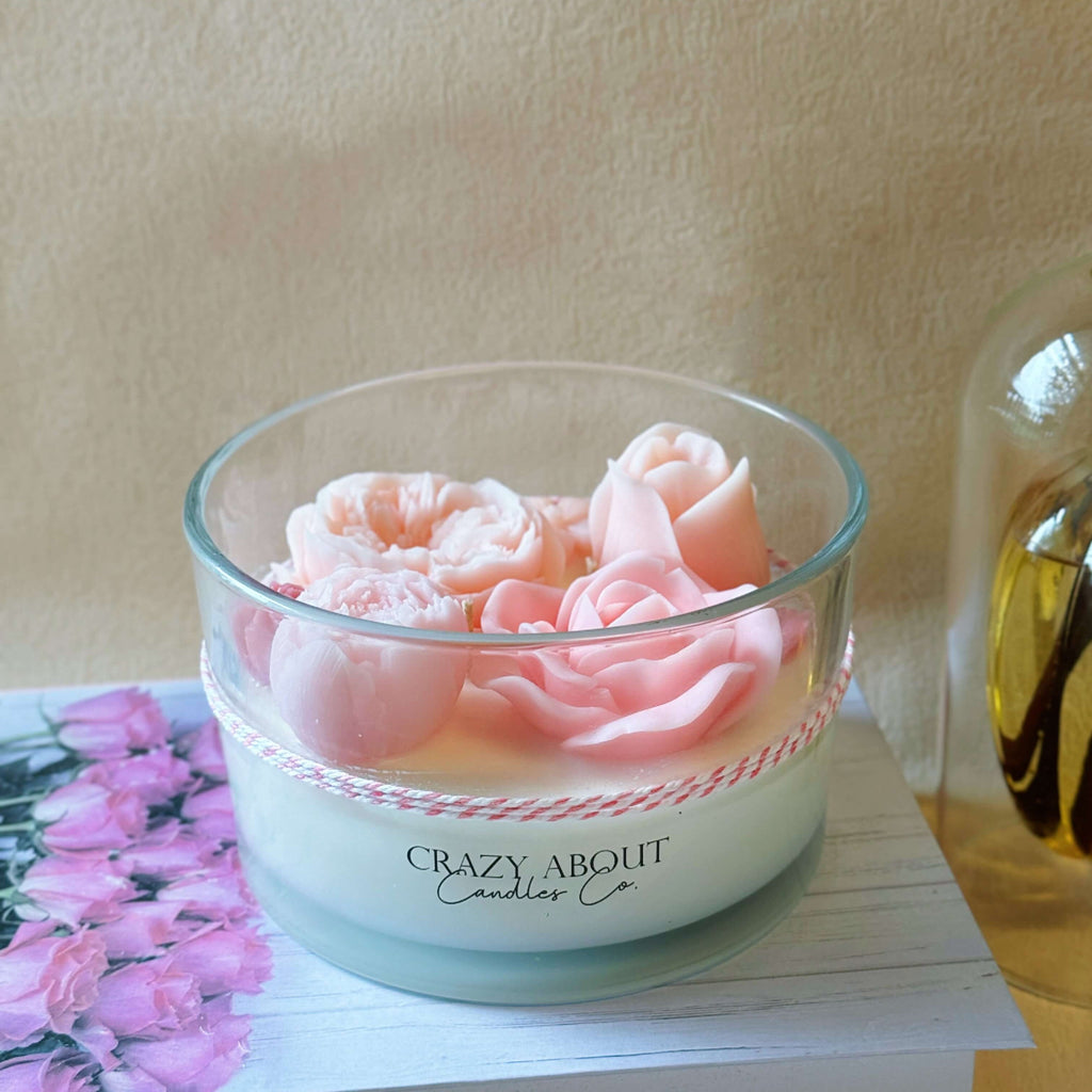 Large Rose-in-a-Jar Soy Candle – 16 oz | 60+ Hr Burn | 12 Scents