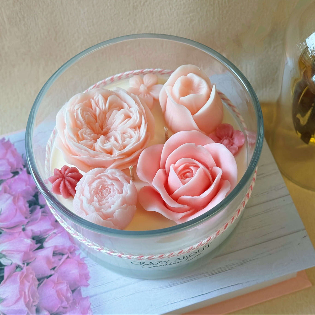 Large Rose-in-a-Jar Soy Candle – 16 oz | 60+ Hr Burn | 12 Scents