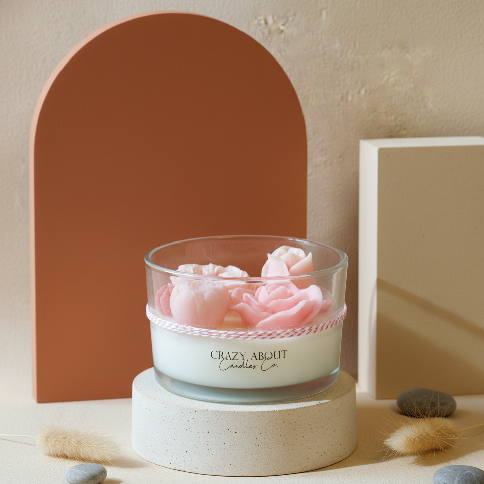 Large Rose-in-a-Jar Soy Candle – 16 oz | 60+ Hr Burn | 12 Scents