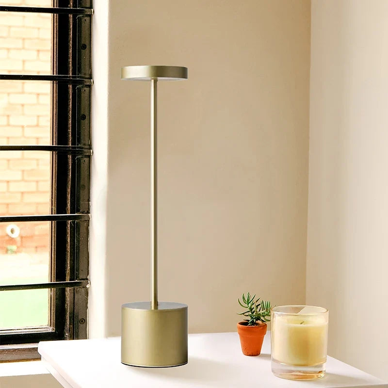 Aluminum Alloy Rechargeable LED Table Lamp | Touch Dimming Night Light for Reading and Camping