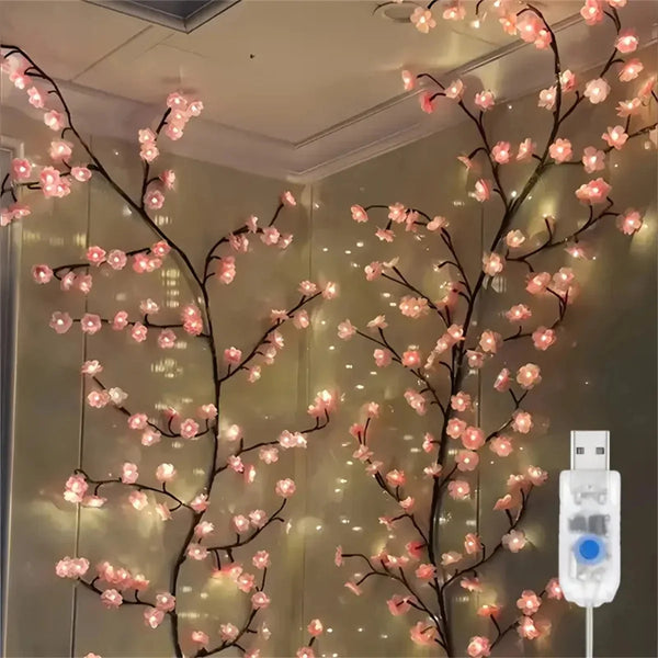 Cherry Blossom 96 Led USB Tree Branch Rattan Lights 8 Modes Colorful String Lamp Any Occasion Decoration