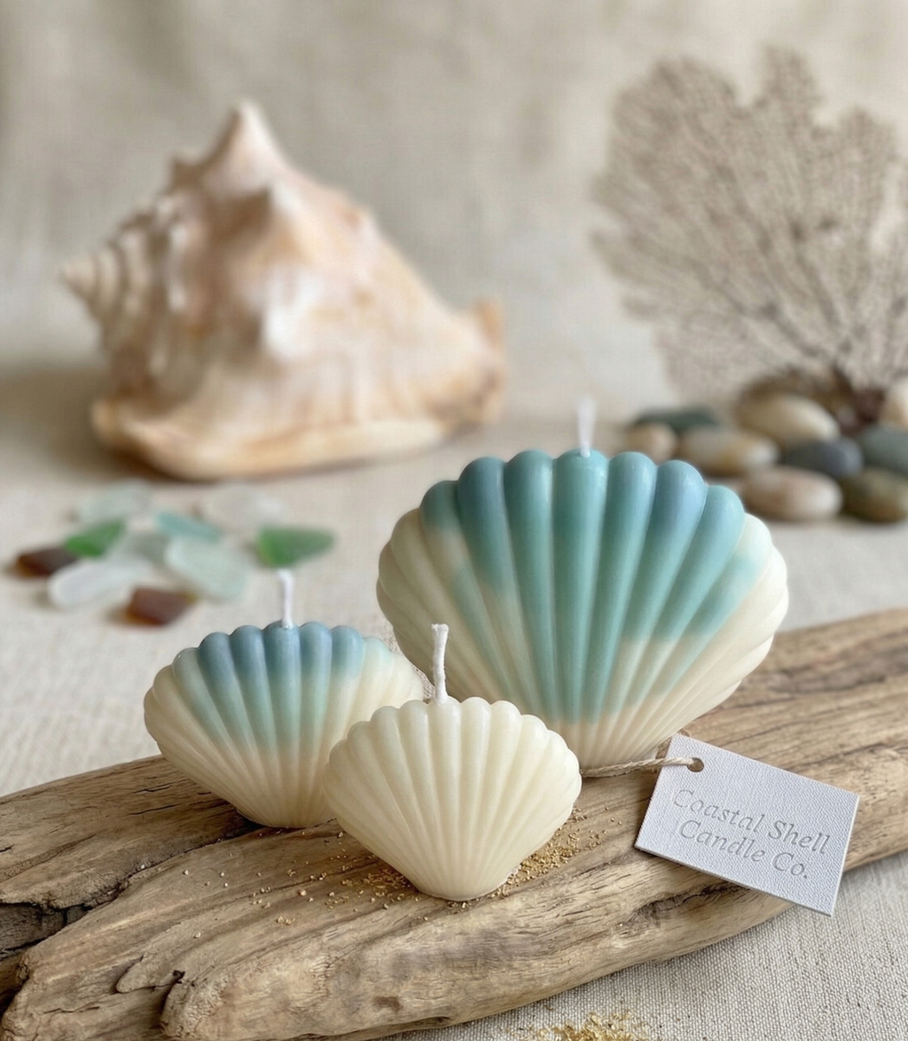 Shell Candle | Handmade Coastal Decor