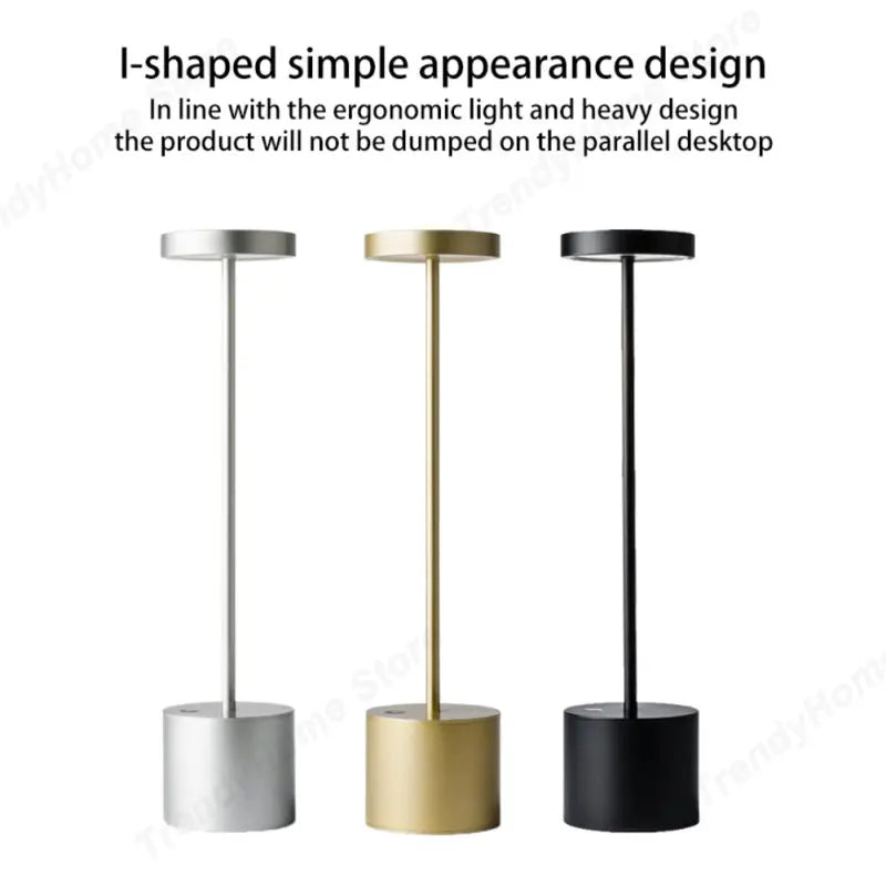 Aluminum Alloy Rechargeable LED Table Lamp | Touch Dimming Night Light for Reading and Camping
