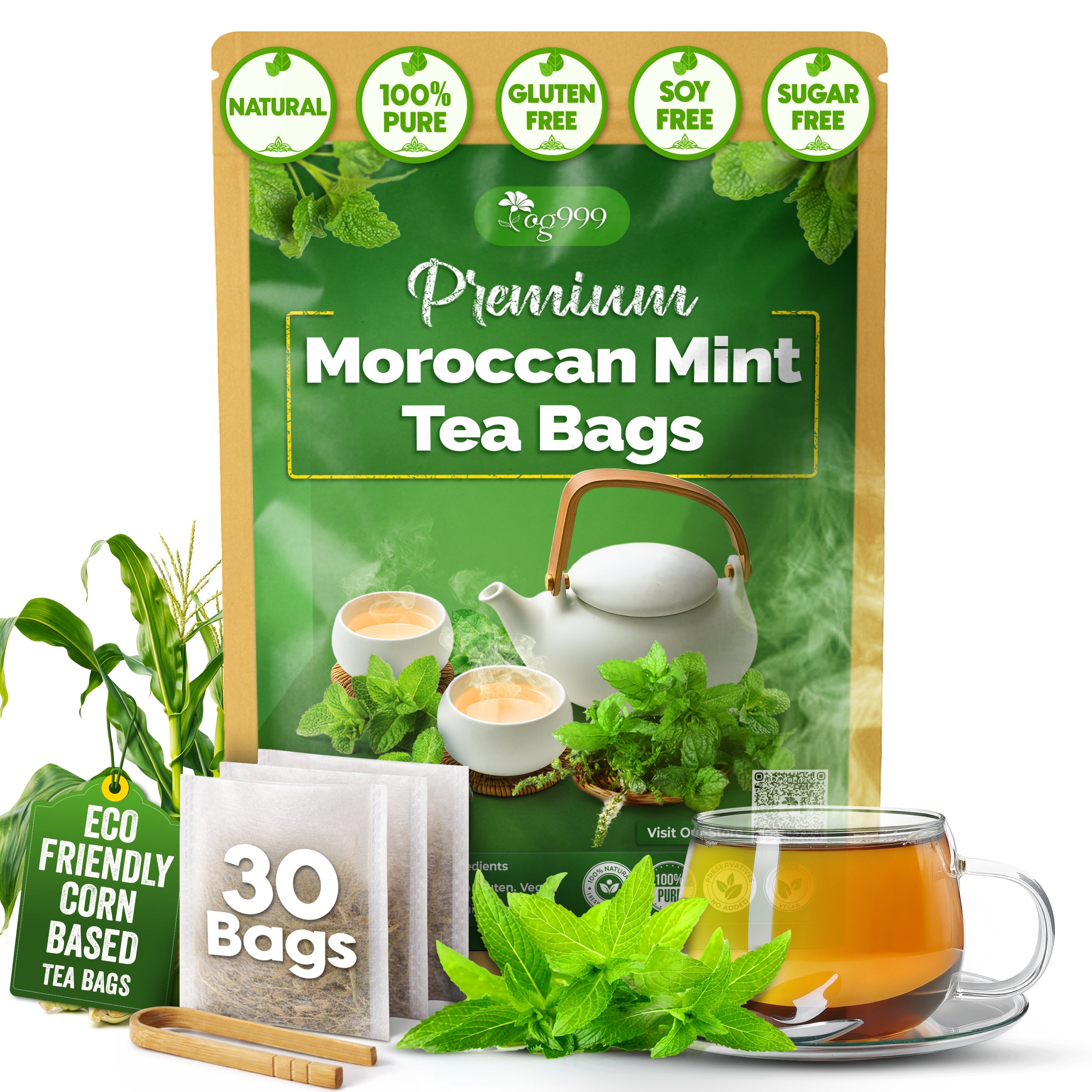 Premium Moroccan Mint Green Tea | Traditional Green Tea with Spearmint –  Premium Quality Herbal Blend.