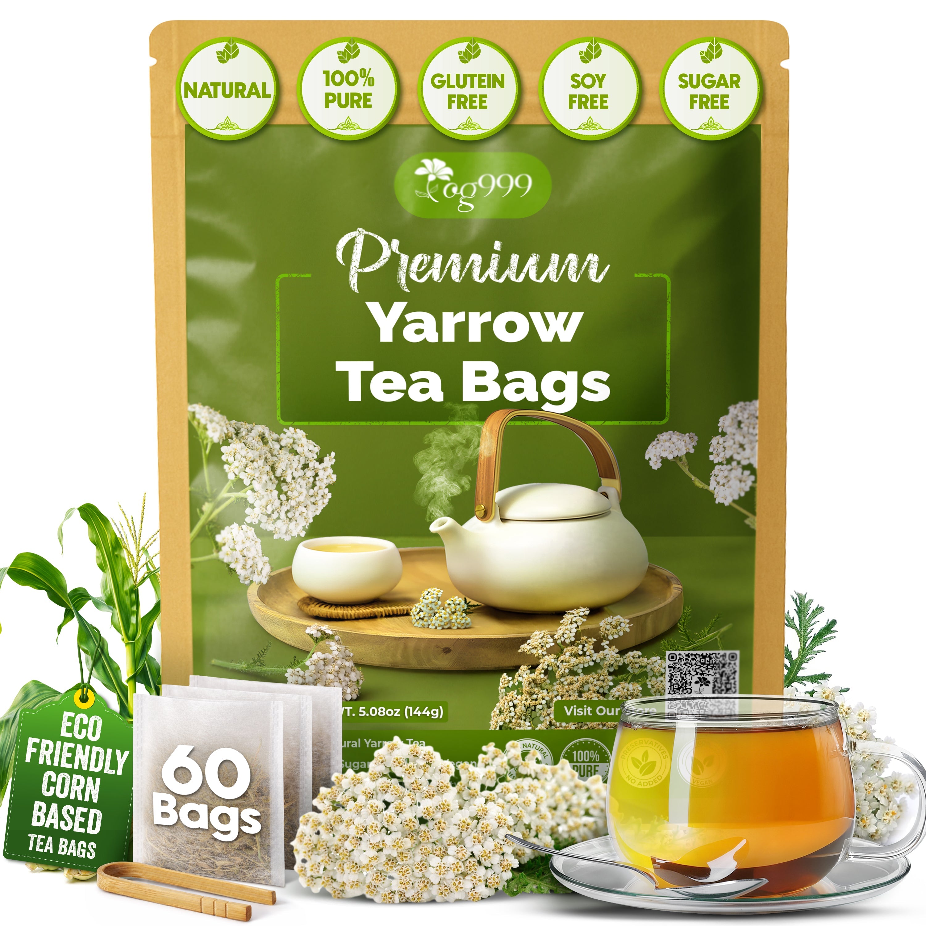 Premium Yarrow Tea Leaves | Naturally Aromatic, Freshly Packed Loose Leaf Yarrow