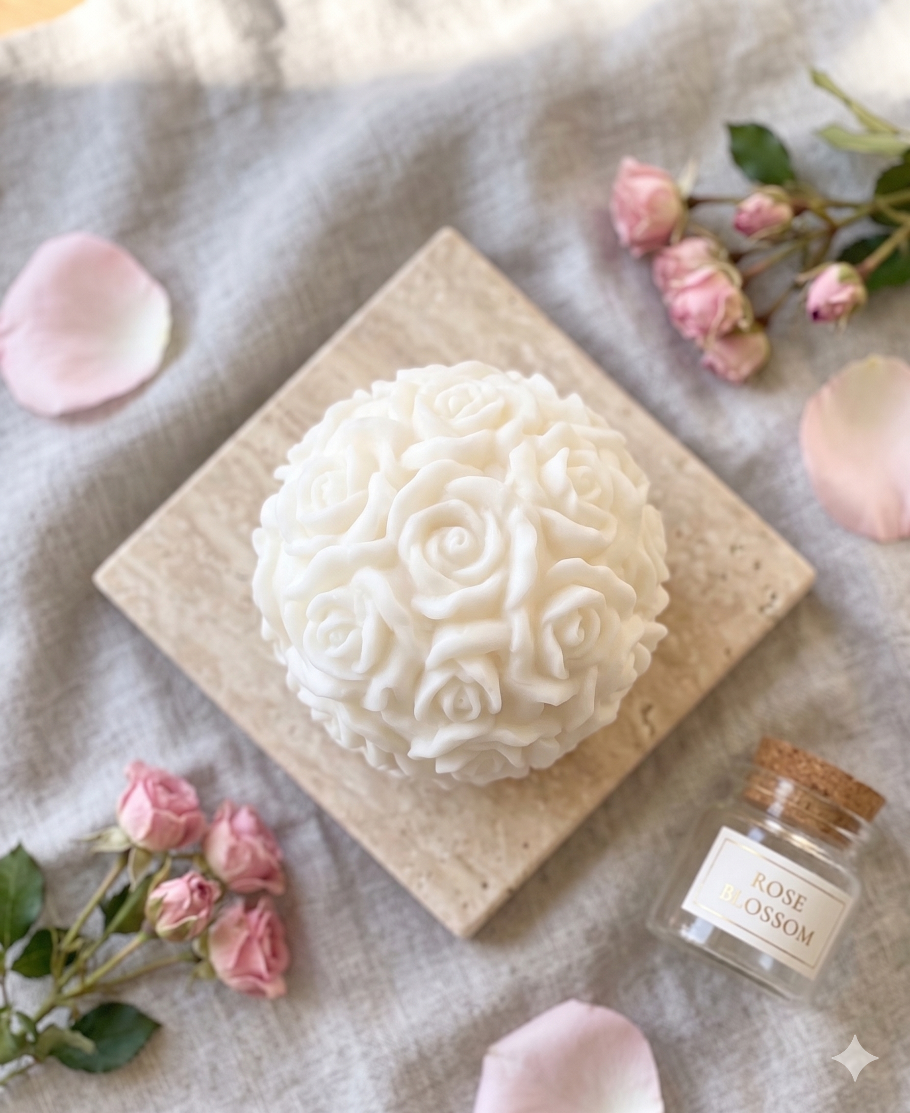 Rose Blossom Sculpture Candle