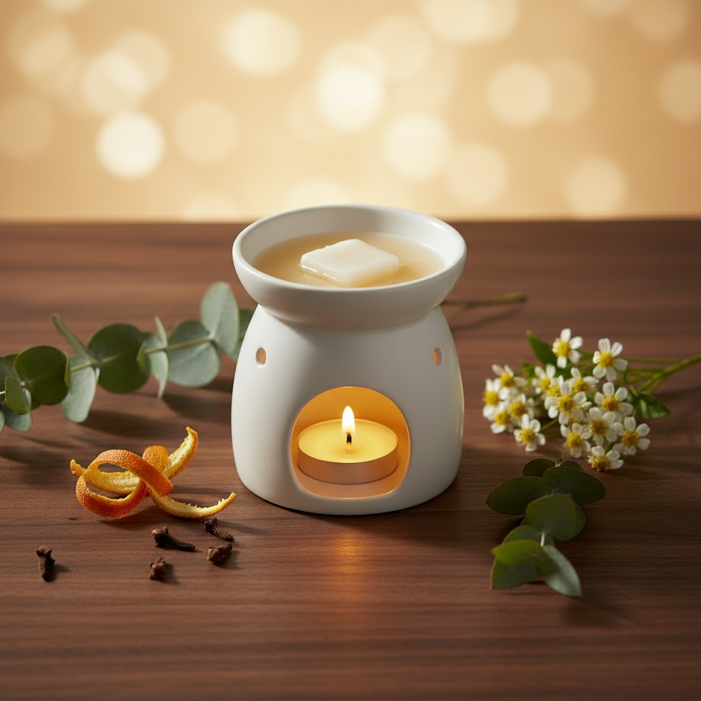 Citron + Copali Wax Tart in Warmer – Warm Wood & Botanicals