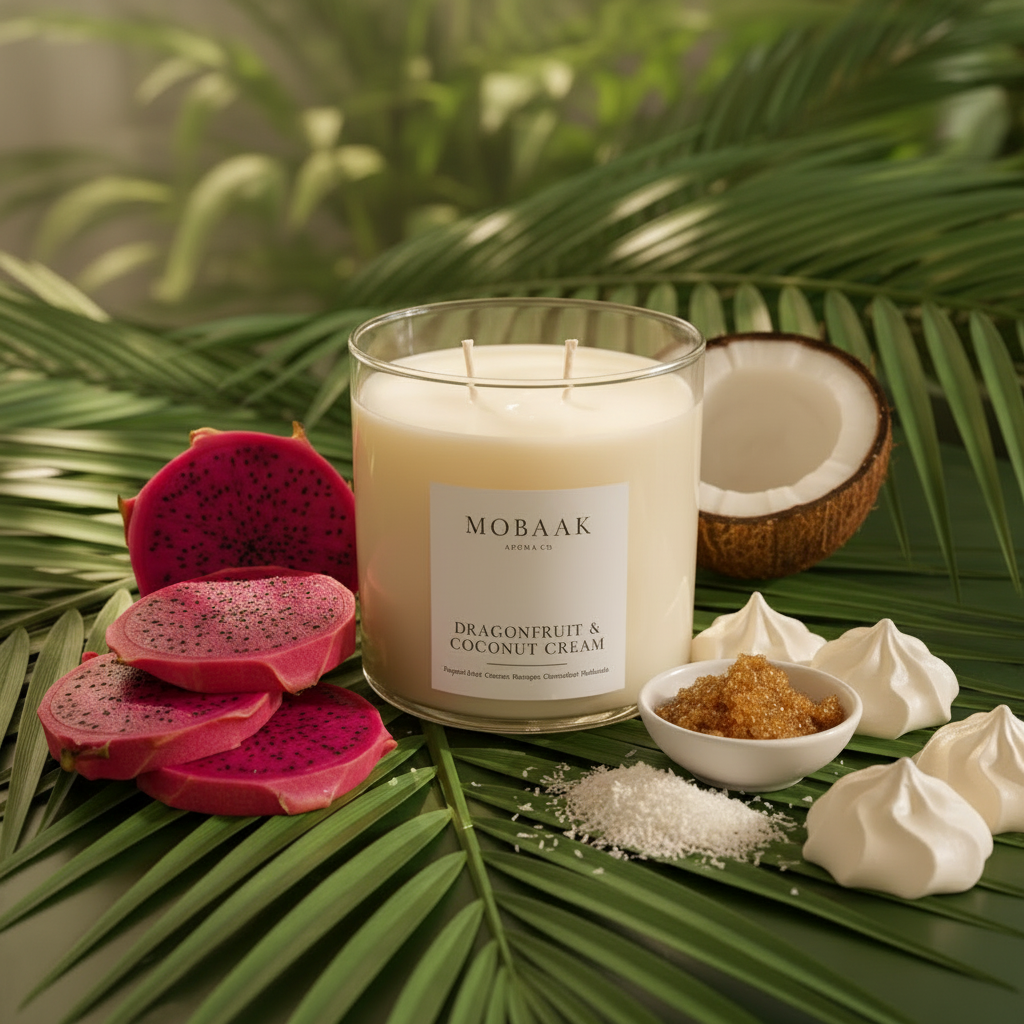 Dragonfruit + Coconut Cream Candle - Tropical Background