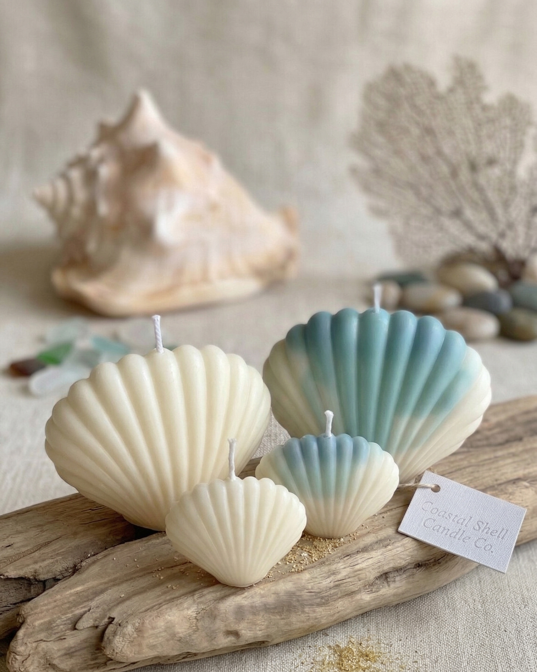 Shell Candle | Handmade Coastal Decor