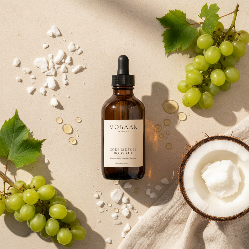 Sore Muscle Oil Flat Lay