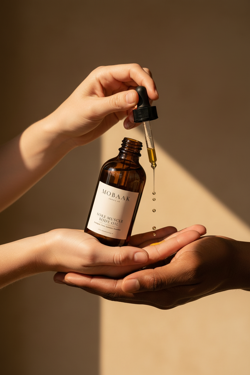 Sore Muscle Oil - Hands Close-up